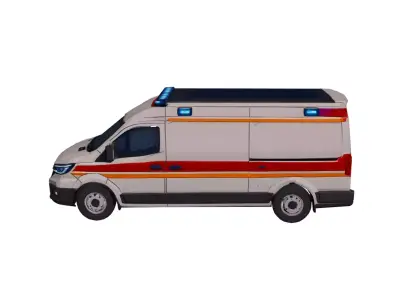 Low Poly Generic Ambulance Vehicle Model PBR Texture Low-poly 3D model
