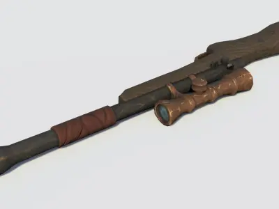 Handpainted Fantasy Gun Low-poly 3D model