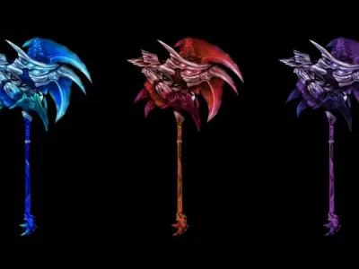 Frozen Bone Axe Low-poly 3D model