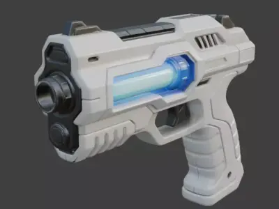 Stylized Sci-Fi Blaster Pistol 3D Model Low-poly 3D model