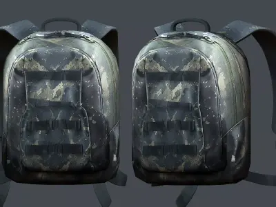 Backpack military combat Black baggage Low-poly Low-poly 3D model 7