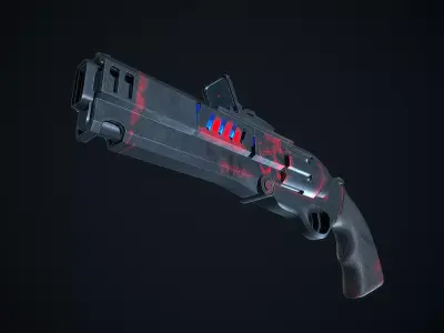 Sci-fi heavy revolver Free low-poly 3D model