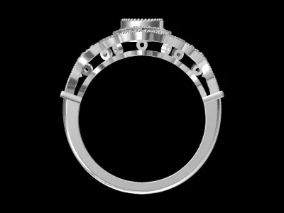 Solitaire Engagement Art Deco Ring 3D print model 38