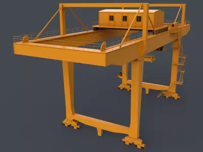 PBR Rail Mounted Gantry Crane RMG V2 - Yellow Dark Low-poly 3D model