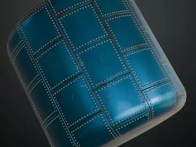 Blue Riveted Sci-Fi Metal Panel PBR Seamless Texture