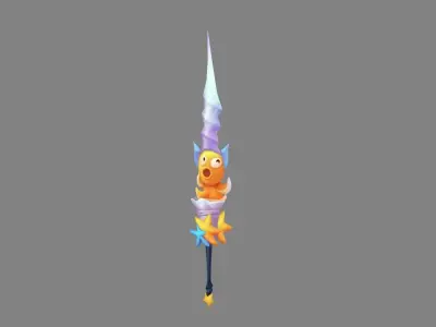 Cartoon starfish octopus sword Low-poly 3D model