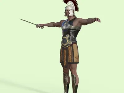 Gladiator Rigged Low-poly 3D model