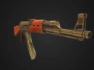 Low Poly AK-47 rifle Low-poly 3D model
