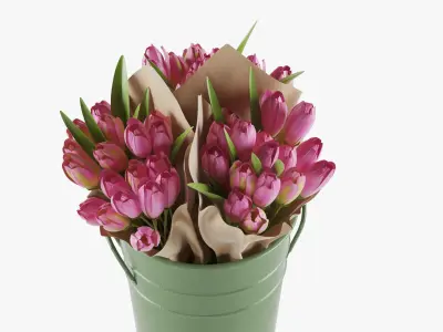 Flowers In Bucket 02 3D model