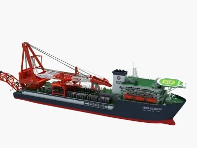 Deep water pipe laying crane  3D model