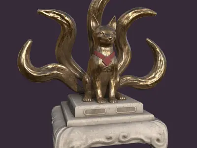Japanese Fox Statue 3D model