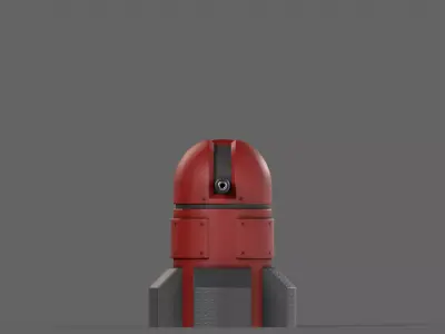 PBR Turret Gun 06 Red Low-poly 3D model