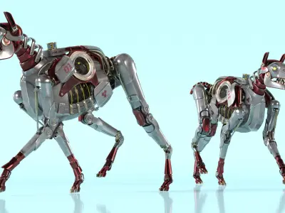 Futuristic Robotic Dog Concept in Walking Pose 3D model