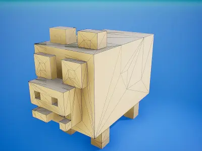 Voxel Characters - Pig Low-poly 3D model