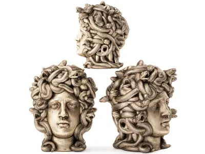 Decorative metal bust figurine of Gorgon Medusa decor 3D model