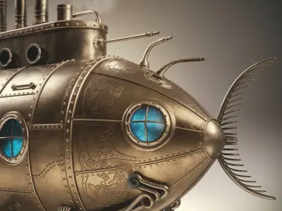 Steampunk Nautilus A Retro-Futuristic Submarine 3D model