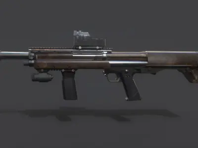 Shotgun gun with light Low-poly 3D model