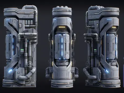 Sci-Fi Parts Kit Pack Vol 02 F-PBR Low-poly 3D model