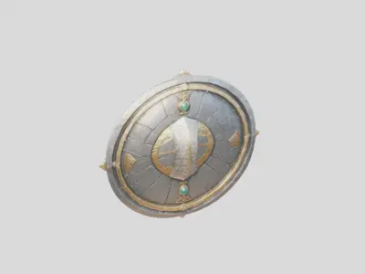 Ancient Shield with Engravings 3D Model Low-poly 3D model
