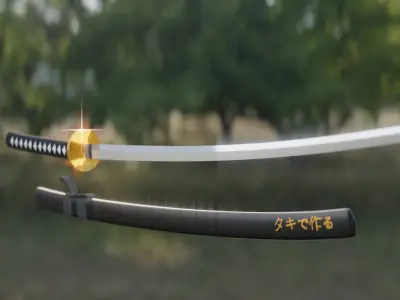 Realistic Samurai Katana Sword - High-Quality 3D Model Free low-poly 3D model