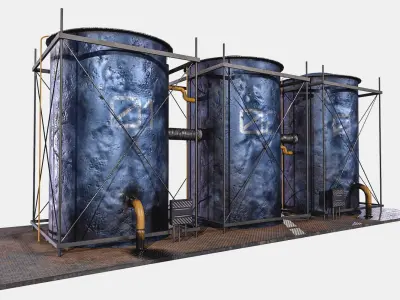 oil Tanks Low-poly 3D model purchase