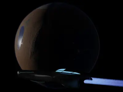 Planet and Spaceship 3D model 3D model