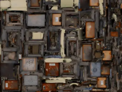 Rusted Post Apocalyptic Storage 3D Model Props Kit Low-poly 3D model