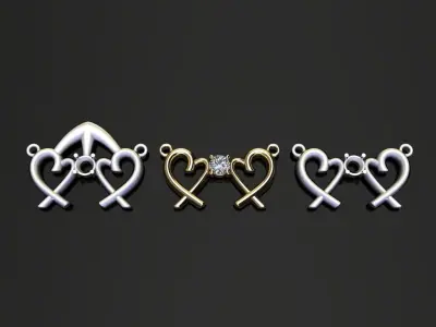 Dainty Double Heart Diamond Pendant 3D print model