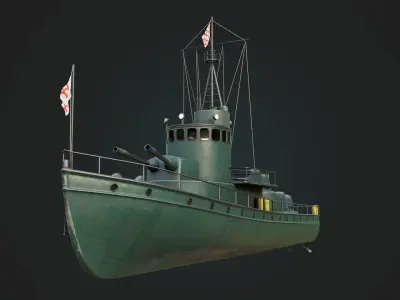 Historical Patrol Boat Low-poly 3D model