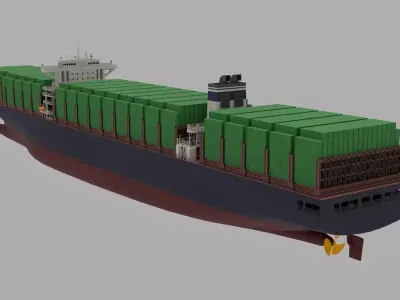 Highpoly 400m Largest Container Ship 3D model