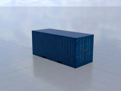 Shipping Container gentian blue 20ft Low-poly 3D model