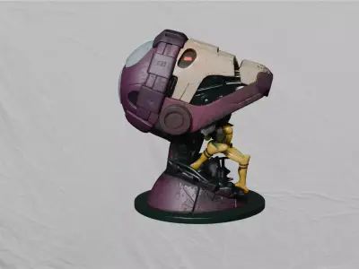 Sci-Fi Mech Bust Statue 3D Printable Model with PBR Textures 3D print model