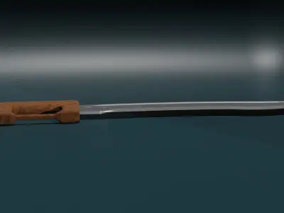 game ready low poly sword knife with wooden handle Free low-poly 3D model