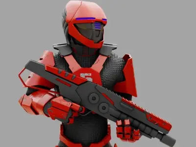 Cyborg Soldier  rigged character 3D model