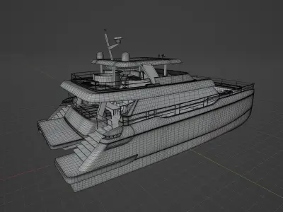 3D model 80 power catamaran Yacht beautiful Rendering PBR 3D model