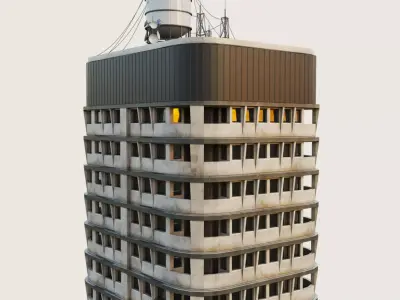 Building Skyscraper City Town Downtown Office Space Work Street Low-poly 3D model buy
