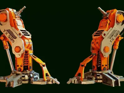 robot leg parts  Low-poly 3D model