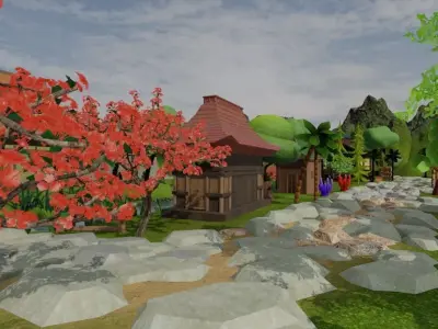 Japanese Village Landscape 3D model