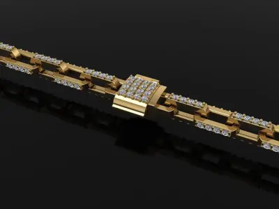 DAINTY HERMES DIAMOND LINK BRACELET NECKLACE 3D print model