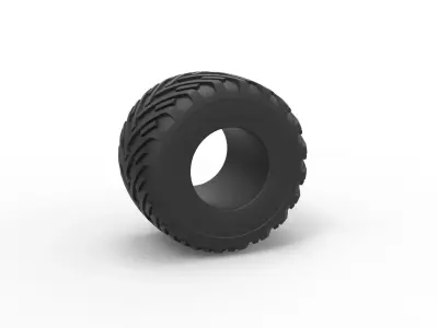 Monster Jam tire 16 Scale 1 to 25 3D print model