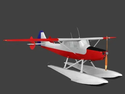 Cessna L19 Wheels and floats versions Free low-poly 3D model