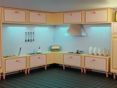 Kitchen Low-poly 3D model