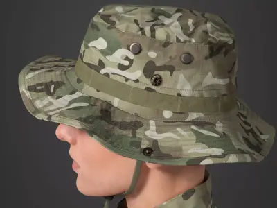 Tactical Boonie Hat 3D Model Metahuman 9 Camos UE5 Game Ready Low-poly 3D model