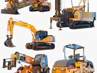  Heavy Construction Machinery Equipment Industrial 5 in 1 vol 1 PBR 