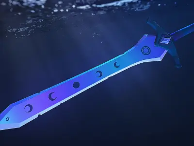moon great sword Low-poly 3D model