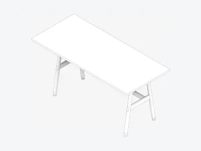 Desk - Timberline - Workstation - Sgl - Side - 1 - Person - Mid Low-poly 3D model