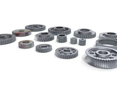 Gears set Gear 3D model Low-poly 3D model