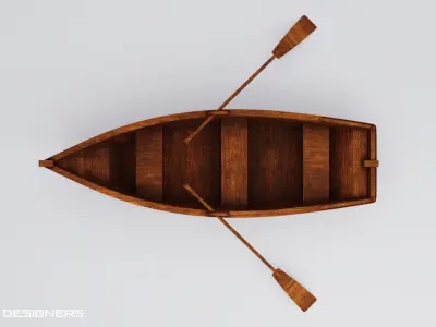 Wooden Boat Low Poly PBR 3D Model Low-poly 3D model