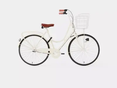 Cream Bicycle Low-poly 3D model