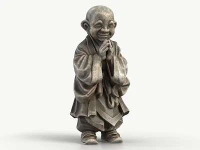 Smiling Monk Statue 1 3D model